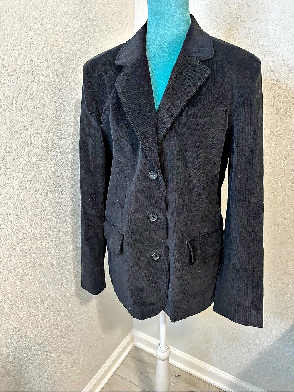 Rafaella Black Velvet Blazer Jacket Size 12 Eloquent Whimsygoth